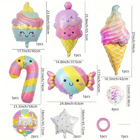 Decorazioni Per Palloncini Da Festa A Tema Caramelle E Gelato Macaron Foglio Di Alluminio Lattice Per Compleanno Celebrazione