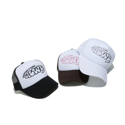 Cappello Trucker In Rete Poliestere Traspirante Protezione Solare Ricamo Cartone Animato Lettere Streetwear Unisex