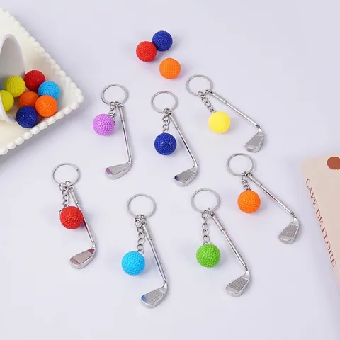 Mini Golf Club And Textured Ball Keychain Zinc Alloy Portable Sporty Bag Pendant Gift For Sports Lovers Ornament