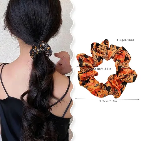 Elastici Per Capelli Halloween Raso Elastici Fantasia Zucca Teschio Pipistrello Accessori Per Feste Donne Ragazze