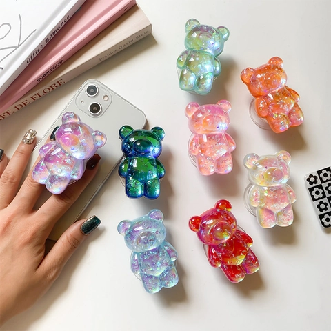 Supporto Griptok Per Cellulare Orso 3D Resina Olografica Cangiante Estensibile Adesivo Supporto Da Scrivania Per Donne