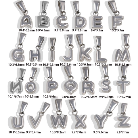Bubble Letter Pendant Stainless Steel 18K Gold Plated Mini 3D Alphabet Initial Charm DIY Jewelry Finding For Women