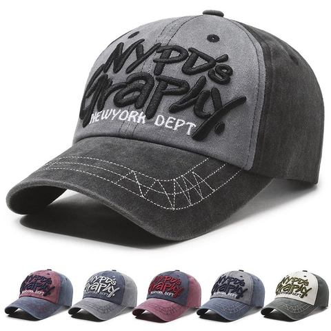 Washed Cotton Baseball Cap Retro Distressed Sun Hat With 3D Letter Embroidery For Men And Women Outdoor Streetwear