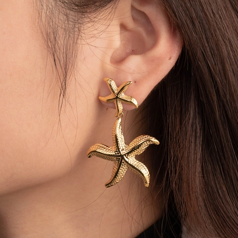 Mode Edelstahl Seestern Ohrhänger Für Damen Gold Silber Galvanisiert Titan Stahl See Stern Ohrstecker Einfacher Ozean Stil Schmuck Geschenk