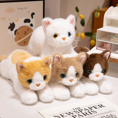Simulation Realistische Katze Plüschtier Weiche Stofftier Kätzchen Nerz Samt Liegeposition Heimdekoration Beruhigendes Geschenk Für Kinder