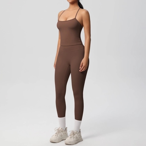 Damen Yoga Oberteil Und Leggings Mit Hoher Taille Atmungsaktives Sport BH Solid Fitness Sportbekleidung
