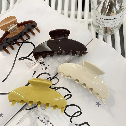 Pince À Cheveux Élégante En Acétate Grande Griffe De Requin Style Coréen Minimaliste Accessoires De Cheveux Maillard