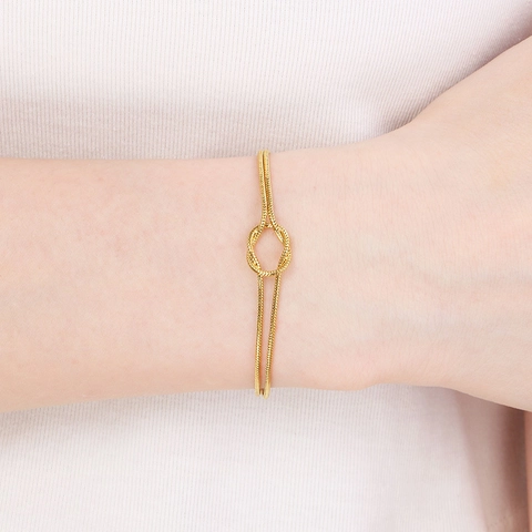 Edelstahl Mehrlagiges Schlangenkette Knoten Armband Für Damen Mode Elegant Verstellbarer Schmuck