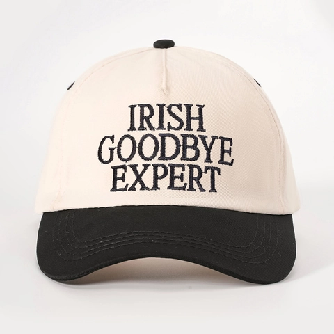 Baseball Cap Irish Goodbye Expert Letter Embroidered Contrast Color Vintage Two Tone Adjustable Sun Hat Casual