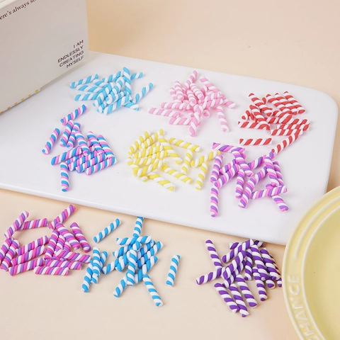 Bâtons De Guimauve De Simulation Argile Polymère Torsadée Bonbons Mini DIY Artisanat Accessoires Pour Décor De Coque De Téléphone
