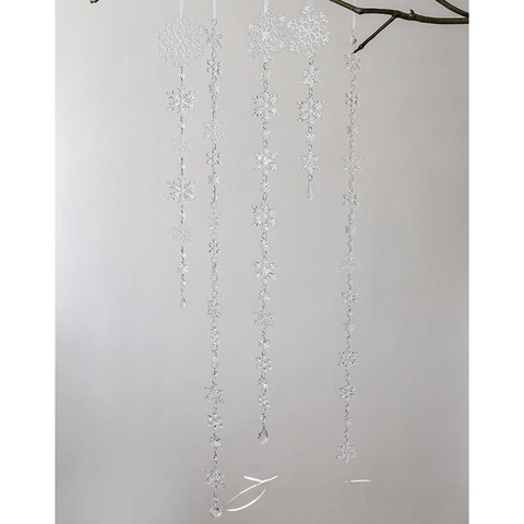 Acrylic Snowflake Hanging Decoration String For Christmas Tree Window Holiday Party Winter Theme Transparent Crystal