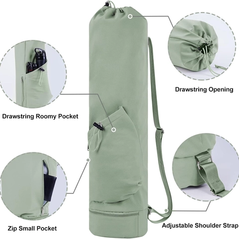 Bolsa De Transporte Para Esterilla De Yoga Gran Capacidad Tela De Sarga Mochila De Almacenamiento Gimnasio Con Correa Ajustable