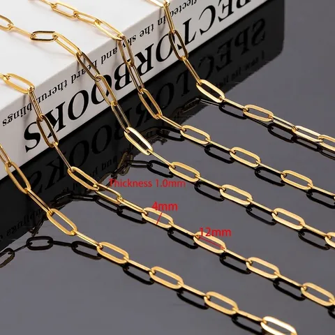 Catena A Graffetta In Acciaio Inossidabile Sfusa Placcata Oro 18K Maglia Piatta Per Creazione Di Gioielli Fai Da Te