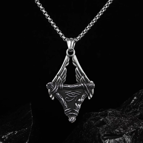 Collana Con Ciondolo Acciaio Inossidabile Occhio Di Horus Scheletro Gufo Lupo Croce Retro Punk Hip Hop Gioielli Per Uomo Donna