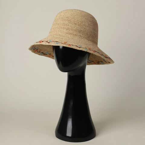 Elegant Raffia Straw Sun Hat For Women Wide Brim Embroidered Floral Foldable Adjustable Beach Travel Summer Hat