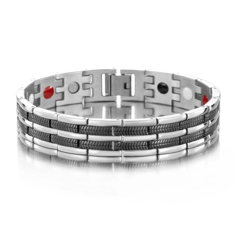 Bracciale Per Magnetoterapia In Acciaio Inossidabile Titanio Catena A Maglie Gioielli Geometrici Di Moda Da Uomo