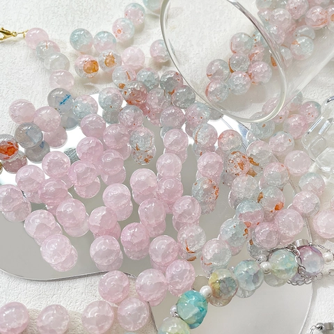Cuentas De Vidrio Con Patrón De Grietas De Hielo Cuentas Sueltas Redondas Para Hacer Joyas DIY Pulsera Collar