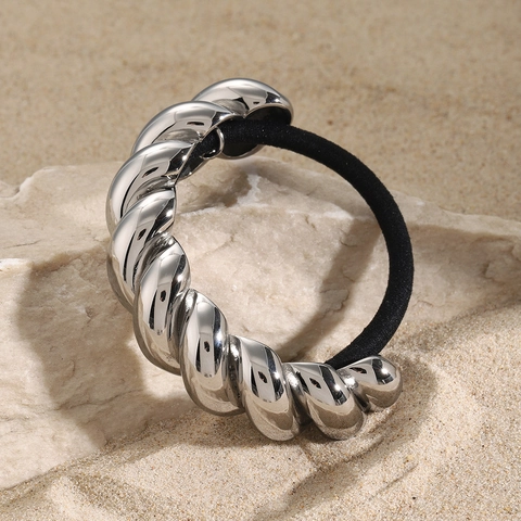 Roestvrij Staal Gedraaide Spiraal Metalen Haarelastiek Minimalistisch Elastisch Haarband Modern Paardenstaarthouder Sieraden Accessoire Voor Vrouwen Cadeau