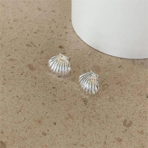 Muschel Ohrstecker 925 Sterling Silber Minimalistisches Muschel Design Natürlicher Meeresstil Eleganter Schmuck Damen