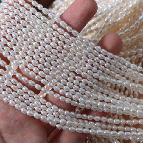 Natürliche Weiße Süßwasserperle Reisperlen Hochglanz Ovale Perle Lose Perlen Für Handgemachten Schmuck Herstellung Hochzeit Kette Zubehör