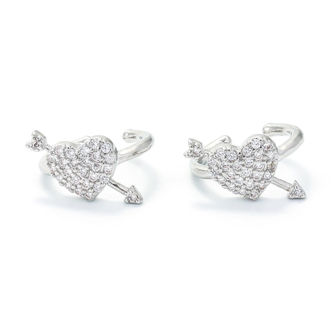 Cupid Pijl Hart Oorkraakbeen Clip Koper Zirconia Minimalistische Ear Cuff Geen Gaatjes Oorbellen Goud Zilver Vrouwen Sieraden