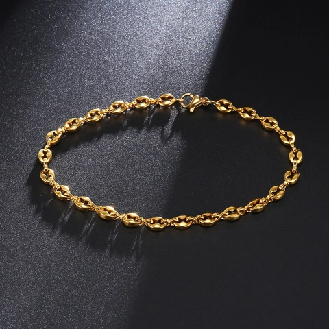 Pulsera De Eslabones Mariner De Acero Inoxidable Cadena De Grano De Café Pulido De Alta Moda Joyería Para Hombre Mujer