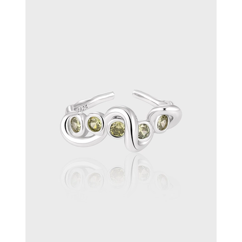 Wellen Ring 925 Sterlingsilber Zirkonia Verstellbar Offen Minimalistisch Ästhetischer Schmuck Für Damen Mädchen Geschenk
