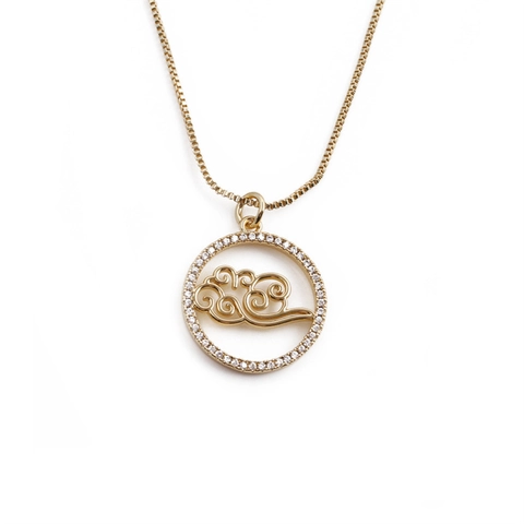 Elegante Wolken Anhänger Halskette Kupfer Vergoldet Rund Rahmen Mikro Eingelegt Zirkon Box Kette Schmuck Für Frauen