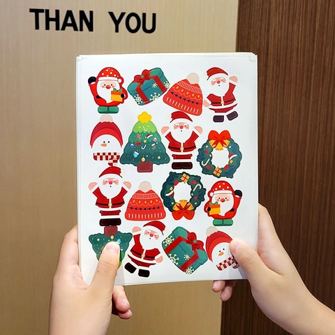 Pegatinas De Navidad Dibujos Animados Impermeable Papá Noel Muñeco De Nieve Patrón Para Portátil Maleta Botella De Agua Decoración