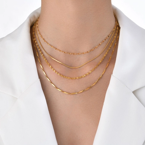 Collana a Catena Minimalista in Acciaio Inossidabile per Donna Placcata Oro Argento Catena a Onde Catena a Serpente Eleganti Gioielli Regalo
