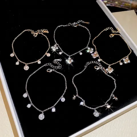 Bracelet Fleur Saturne En Zircon Style Coréen Pour Femme Cuivre Élégant Bijoux À Charme Réglable Cadeau Quotidien