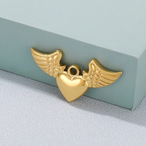 Colgante De Corazón Con Alas De Ángel De Acero Inoxidable Accesorios Para Joyería DIY Collar Para Hombres Mujeres Estilo Hip-Hop Punk