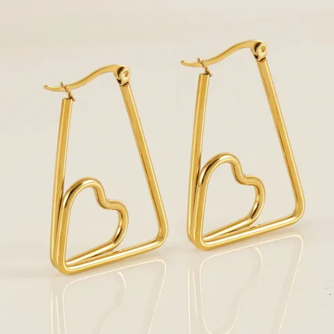 Pendientes De Corazón De Acero Inoxidable Chapado En Oro Trapecio Irregular Geométrico Joyería De Moda De Lujo Para Mujer