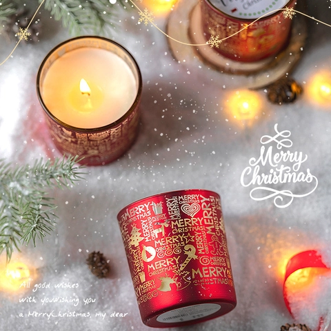 Candela Profumata Di Natale Bicchiere Vetro Aromaterapia Fiori Secchi Ambra Rilievo Decorazione Festiva Regalo Casa