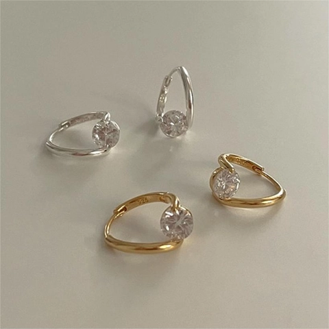 Orecchini A Cerchio In Argento Sterling 925 Con Zirconia Cubica Rotonda Minimalisti Geometrici Stile Coreano Per Donna