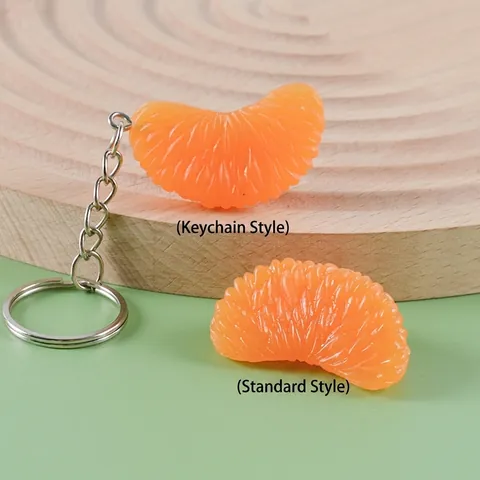 Realistischer Simulations Orangenviertel Schlüsselanhänger PVC Kunststoff Frucht Anhänger Kreatives Essensspielzeug Neuheit