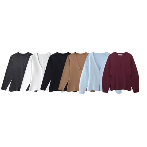 Donna Cardigan In Maglia E Minigonna Completo Scollo A V Maniche Lunghe Tinta Unita Casual Moda