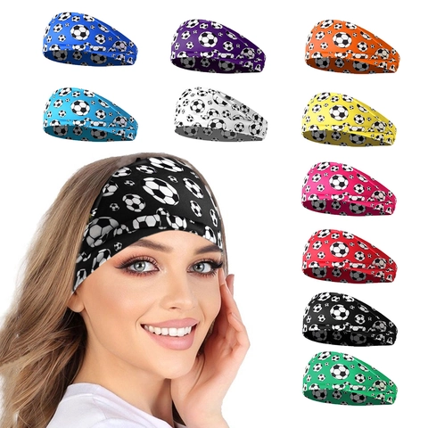 Bandeau Sport Motif Football Bandeau Anti Transpiration Respirant Antidérapant Élastique Pour Foot Course Fitness Yoga