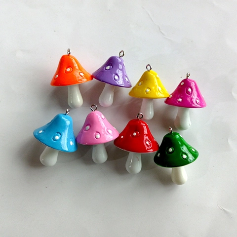 Breloques Champignons Colorés Pendentifs En Résine À Points Blancs Pour La Création De Bijoux DIY Colliers Boucles Oreilles