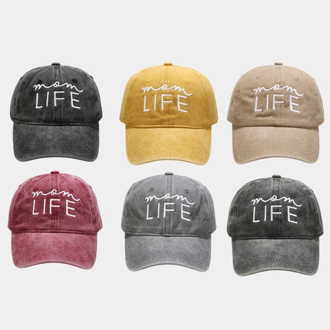Casquette De Baseball En Coton Lavé Avec Broderie Mom Life Style Vintage Ajustable Dad Hat Pour Femmes Protection Solaire