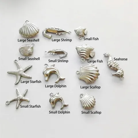 Colgantes De Acero Inoxidable Serie Océano Estrella De Mar Concha Delfín Dijes Accesorios De Joyería DIY
