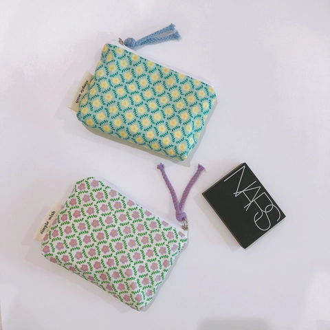Floral Cotton Coin Purse Mini Canvas Storage Pouch Portable Zipper Wallet For Earphones Lipstick Pastoral Style