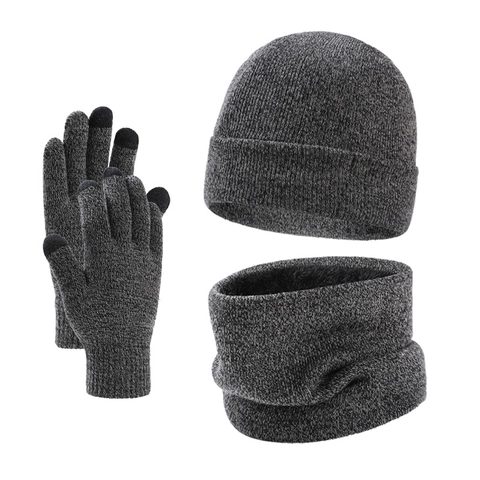 Gorro Invierno Bufanda Calentador De Cuello Y Guantes Tácticos Punto Con Forro Polar Térmico Cálido Unisex Exterior