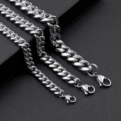 Roestvrijstalen Cubaanse Schakelketting Ketting Voor Mannen Vrouwen Hip Hop Streetwear Sieraden Met Kreeftensluiting