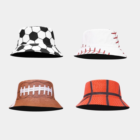 Bob Polyester Réversible Imprimé Ballon De Sport Protection Solaire Respirant Chapeau De Bassin Pour Hommes Femmes Outdoor