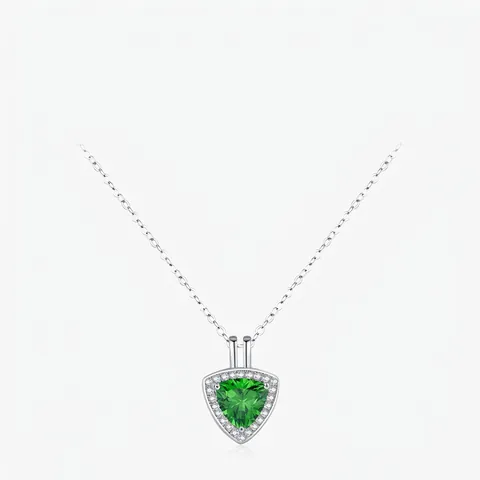 Collana Con Pendente A Triangolo Zircone Verde Argento Sterling 925 Gioielli Eleganti Vintage Francese Per Donne