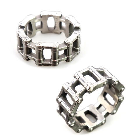 Motorcycle Bike Chain Link Ring Stainless Steel Retro Industrial Mechanical Punk Accessory For Men Women