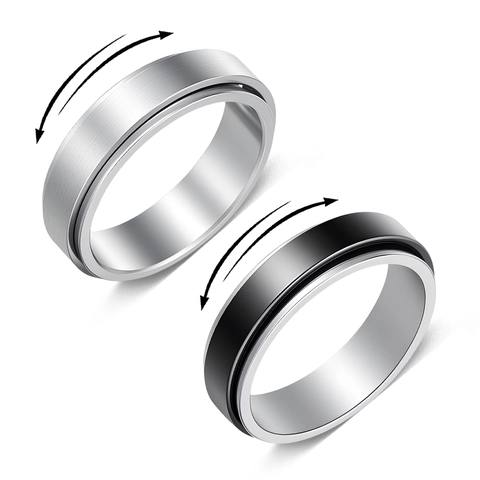 304 Edelstahl Spinning Ring Angst Relief Minimalistisch Matt Frosted Band Für Männer Frauen Schmuck