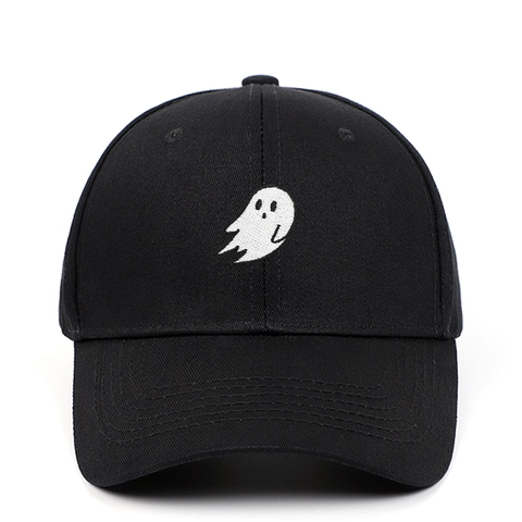 Berretto Da Baseball Ricamo Fantasma Cotone Regolabile Casual Protezione Solare Cappello Sportivo Nero