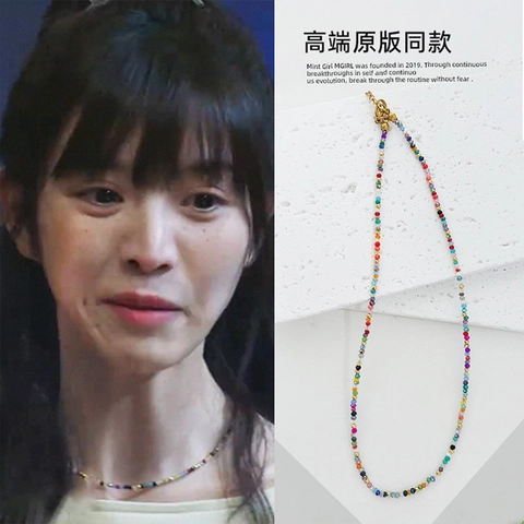 Bunte Glasperlen Choker Halskette Bohemien Regenbogen Schlüsselbein Kette Modeschmuck Für Frauen Mädchen Verstellbar